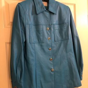 With tags! St John Blue Leather Coat